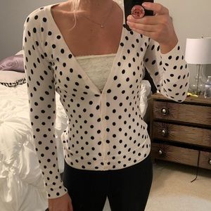 Merona cream and black polka dot cardigan.  Size m